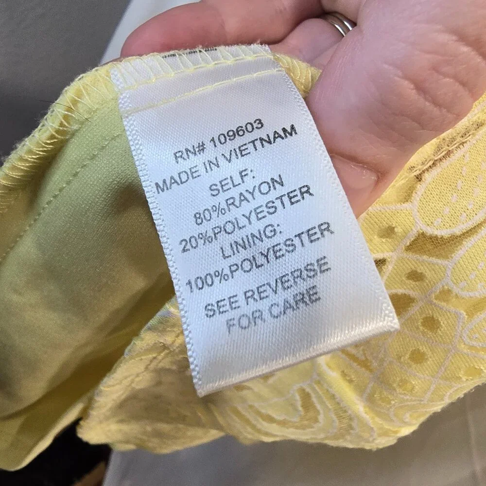 Rabbit Design 3/4 Bell Sleeve Abstract Lace Fit & Flare Dress 10 Yellow - Picture 5 of 8